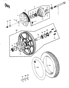 KZ1000 Rear wheel / hub / brake / chain