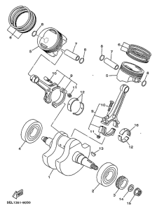 XVS1100 Коленчатый вал и поршни