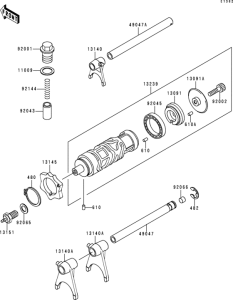 EX250 Валы и вилки переключения передач