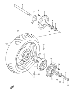 GSX-R600 Rear wheel complete assy