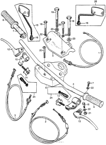 CB92 Handlebar + control levers + cables