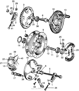 CB92 Rear wheel + rear brakes