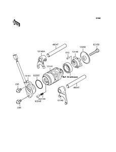 KL110 Gear change drum & forks