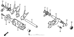 XR350R Shift drum + shift fork
