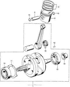 SL125 Коленчатый вал и поршни