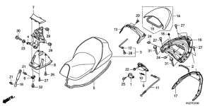 NSS250 (ABS) Seat / rear spoiler