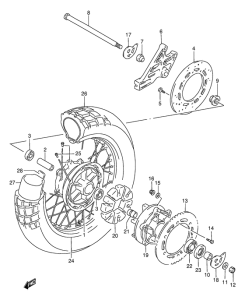 DR650 Rear wheel complete assy