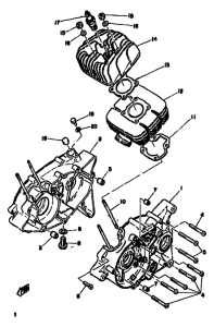 TY50M Crankcase. cylinder