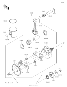 KX100 Коленвал и поршни
