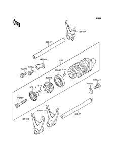 ZX750 Gear change drum & forks