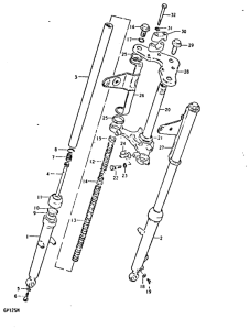 GP125 Front fork(gp125c ~f.no.101264,gp125uc~f.no.101622