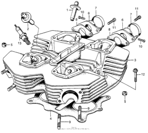 CL350 Cylinder head + spark plug