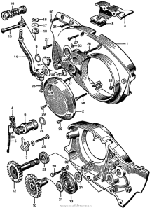 CB77 Kick starter arm + right crankcase cover