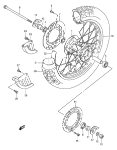 TS125 Rear wheel complete assy