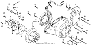 CM185 Left crankcase cover + alternator