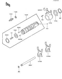 ZL600 Gear change drum & forks