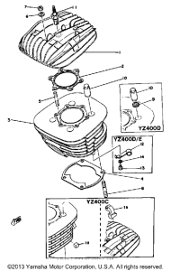YZ400C Cylinder head-cylinder