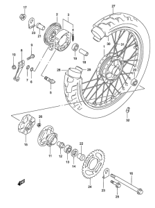 GZ250 Rear wheel complete assy