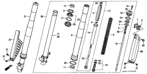 CR80RB Вилка передней оси