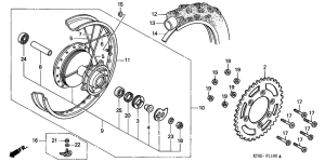 XR200R Rear wheel complete assy