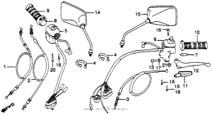 CB450S Control levers + switches + cables