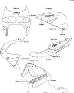 ZX750 Decals(green)(zx750-p8)