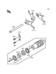 ZX900 Gear change drum & forks