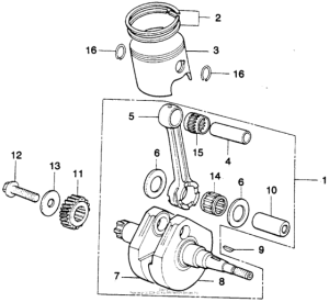 MT250 Piston + crankshaft