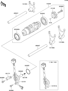 ZX1200 Валы и вилки переключения передач