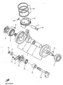 WR400F Коленвал и поршень