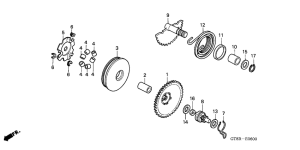 PK50S Drive face  /  kick starter spindle