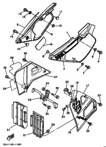 YZ125 YZ125B YZ125B1 Крышка боковая & oil tank