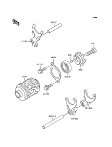  Gear change drum & forks
