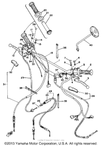 DT250F Steering handle - cable