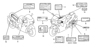VTR1000SP Лейбл предостережения