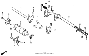 Shift drum + shift fork