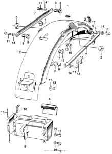 CB350 Rear fender + tool box tool box