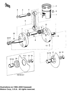KM100 Crankshaft / piston / rotary valve