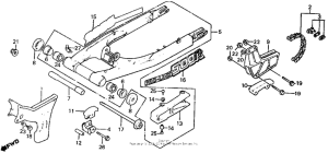 XR500R Swingarm + chain case 83-84
