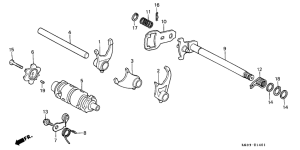 XR200R Shift drum / shift fork