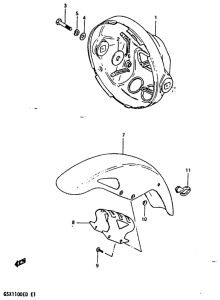 GSX1100 Headlamp housing - front fender
