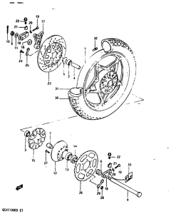 GSX1100 Rear wheel complete assy