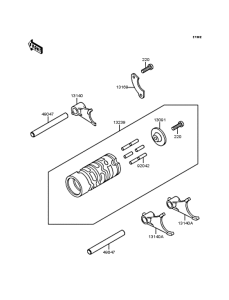 KX60 Gear change drum & forks