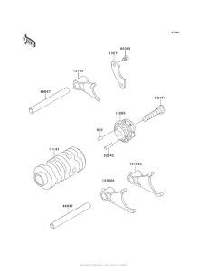 KX65 Валы и вилки переключения передач