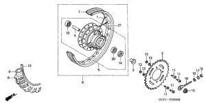 XR70R Rear wheel complete assy
