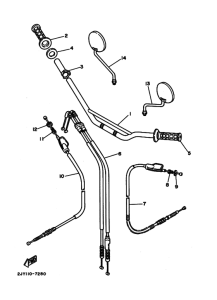 TW200E Рулевой рычаг и кабель