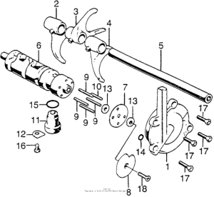 CB750 Gearshift fork + drum