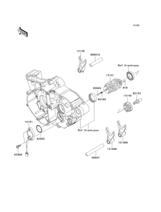  Gear change drum & forks