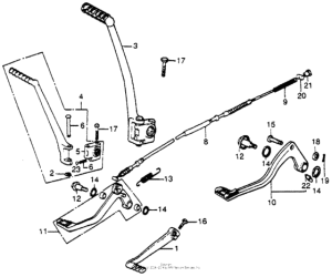 CR250 Kick starter arm + brake pedals