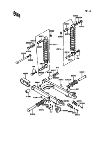 KE100 Swingarm / shock absorber